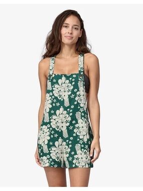 Patagonia Pataloha Romper Tropical Floral Print Green & Cream Size Medium
